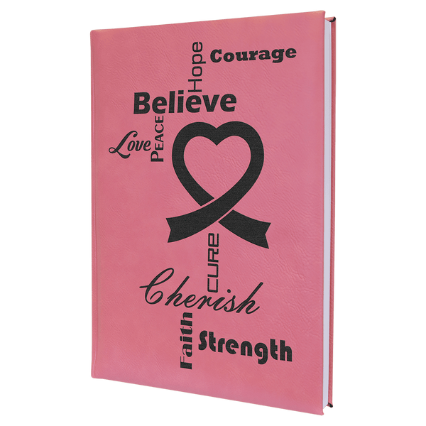 Pink 7" x 9 3/4" Laserable Leatherette Journal with Lined Notepad