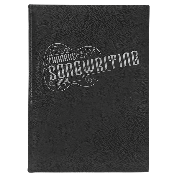 Black/Silver 7" x 9 3/4" Laserable Leatherette Journal with Lined Notepad