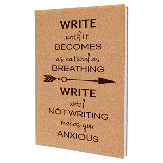 7" x 9 3/4" Cork Laserable Leatherette Journal with Lined Notepad
