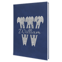 Blue/Silver 7" x 9 3/4" Laserable Leatherette Journal with Lined Notepad