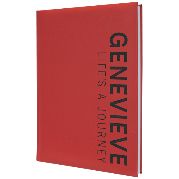 Red 7" x 9 3/4" Laserable Leatherette Journal with Lined Notepad