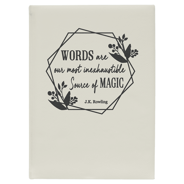 White/Black 7" x 9 3/4" Laserable Leatherette Journal with Lined Notepad