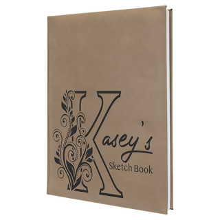 Light Brown 7" x 9 3/4" Laserable Leatherette Sketch Book with Unlined Notepad