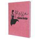 Pink 7" x 9 3/4" Laserable Leatherette Sketch Book with Unlined Notepad