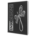 Black/Silver 7" x 9 3/4" Laserable Leatherette Sketch Book with Unlined Notepad