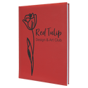 Red 7" x 9 3/4" Laserable Leatherette Sketch Book with Unlined Notepad