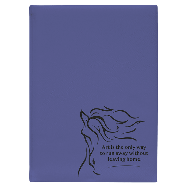 Purple 7" x 9 3/4" Laserable Leatherette Sketch Book with Unlined Notepad