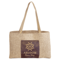 Rustic/Gold 19" x 12" Burlap Bag with 5" Laserable Leatherette Gusset