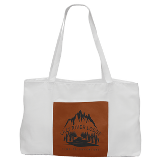 19" x 12" White Bag with 5" Rawhide Laserable Leatherette Gusset