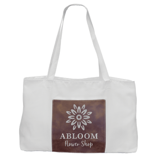 19" x 12" White Bag with 5" Rustic/Silver Laserable Leatherette Gusset