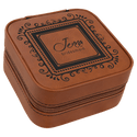 Rawhide 4" X 4" Laserable Leatherette Travel Jewelry Box with Tan Lining