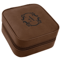 Dark Brown 4" X 4" Laserable Leatherette Travel Jewelry Box with Black Lining