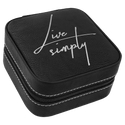 Black/Silver 4" X 4" Laserable Leatherette Travel Jewelry Box with Black Lining