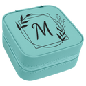 Teal 4" X 4" Laserable Leatherette Travel Jewelry Box with Black Lining