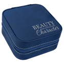 Blue/Silver 4" X 4" Laserable Leatherette Travel Jewelry Box with Black Lining
