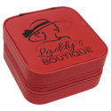 Red 4" X 4" Laserable Leatherette Travel Jewelry Box with Black Lining
