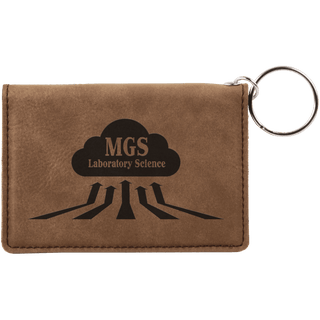 Dark Brown 4 1/4" x 3" Laserable Leatherette Keychain ID Holder
