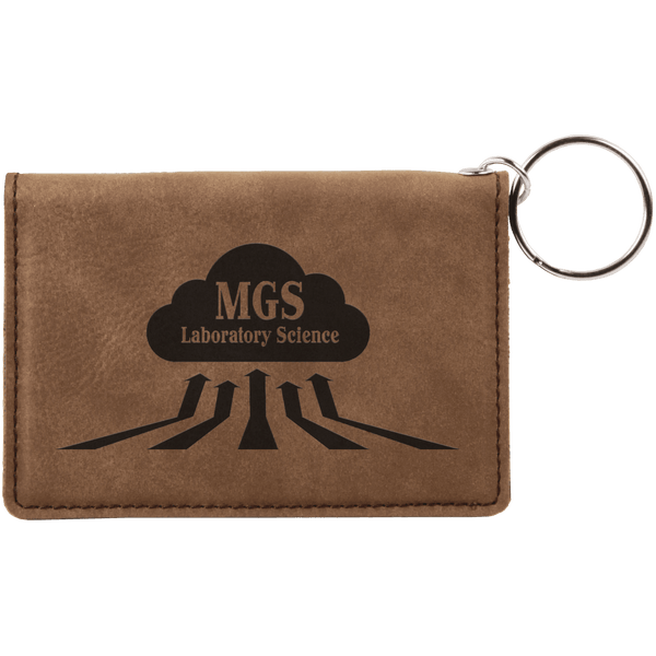 Dark Brown 4 1/4" x 3" Laserable Leatherette Keychain ID Holder