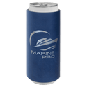 Blue/Silver Laserable Leatherette Slim Beverage Holder