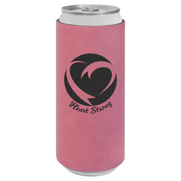 Pink Laserable Leatherette Slim Beverage Holder