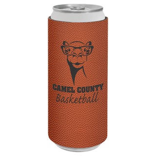Basketball Laserable Leatherette Slim Beverage Holder