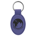 Purple 3" x 1 3/4" Laserable Leatherette Oval Keychain