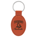 Basketball 3" x 1 3/4" Laserable Leatherette Oval Keychain