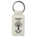White 2 3/4" x 1 1/4" Laserable Leatherette Rectangle Keychain