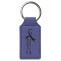 Purple 2 3/4" x 1 1/4" Laserable Leatherette Rectangle Keychain