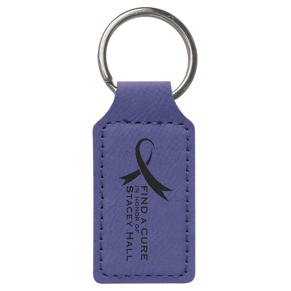Purple 2 3/4" x 1 1/4" Laserable Leatherette Rectangle Keychain