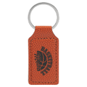Basketball 2 3/4" x 1 1/4" Laserable Leatherette Rectangle Keychain