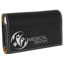 Black/Silver 4 3/4" x 3 1/8" Laserable Leatherette Pill Box