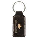Black/Gold 2 3/4" x 1 1/4" Laserable Leatherette Rectangle Keychain