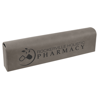 Gray 9 3/4" x 2 1/2" Laserable Leatherette Pill Box