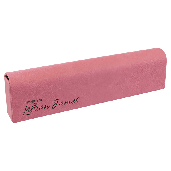 Pink 9 3/4" x 2 1/2" Laserable Leatherette Pill Box