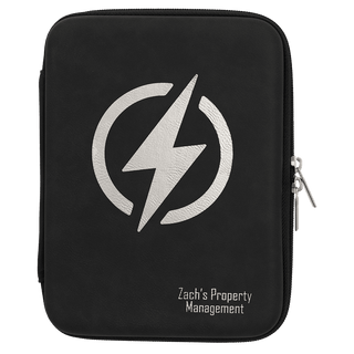 Black/Silver 8 1/2" x 6" x 1 3/4" Leatherette Cord Case