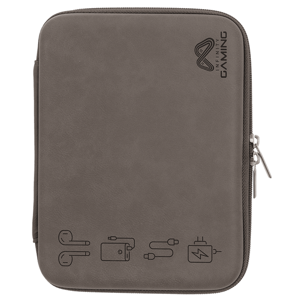 Gray 8 1/2" x 6" x 1 3/4" Leatherette Cord Case