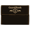 Black/Gold 3 3/4" x 2 3/4" Laserable Leatherette Hard Business Card Holder