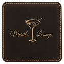 Black/Gold 4" x 4" Square Laserable Leatherette Coaster
