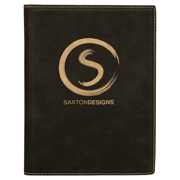 Black/Gold 7" x 9" Laserable Leatherette Small Portfolio with Notepad