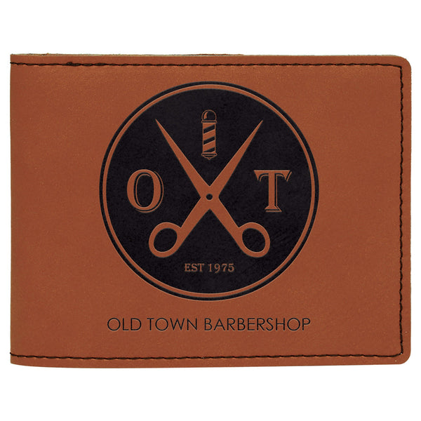 Rawhide 4 1/2" x 3 1/2" Laserable Leatherette Bifold Wallet