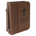 Dark Brown 6 3/4" x 9 1/4" Leatherette Book/Bible Cover with Handle & Zipper