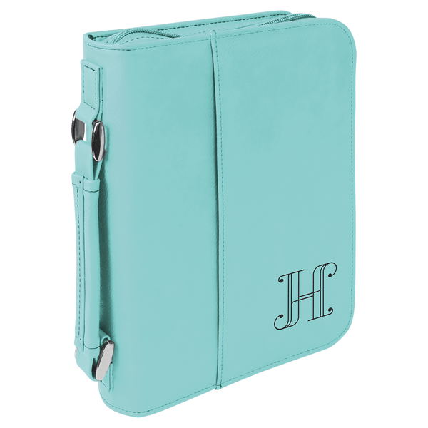 Teal 6 3/4" x 9 1/4" Leatherette Book/Bible Cover with Handle & Zipper