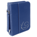 Blue/Silver 6 3/4" x 9 1/4" Leatherette Book/Bible Cover with Handle & Zipper