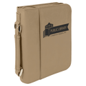 Light Brown 7 1/2" x 10 3/4" Leatherette Book/Bible Cover with Handle & Zipper
