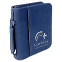 Blue/Silver 7 1/2" x 10 3/4" Leatherette Book/Bible Cover with Handle & Zipper