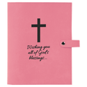 Pink 6 1/2" x 8 3/4" Leatherette Book/Bible Cover with Snap Closure