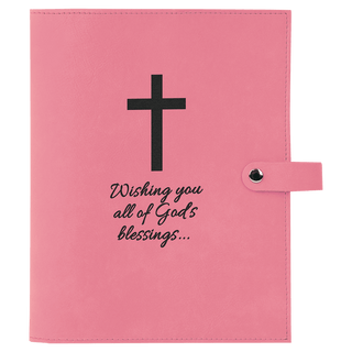Pink 6 1/2" x 8 3/4" Leatherette Book/Bible Cover with Snap Closure