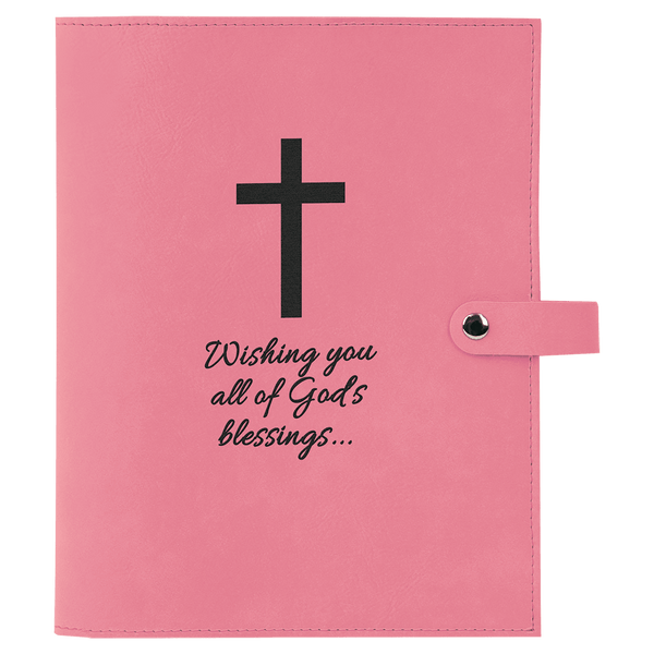 Pink 6 1/2" x 8 3/4" Leatherette Book/Bible Cover with Snap Closure