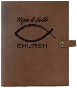 Dark Brown 8 3/4" x 11" Leatherette Book/Bible Cover with Snap Closure